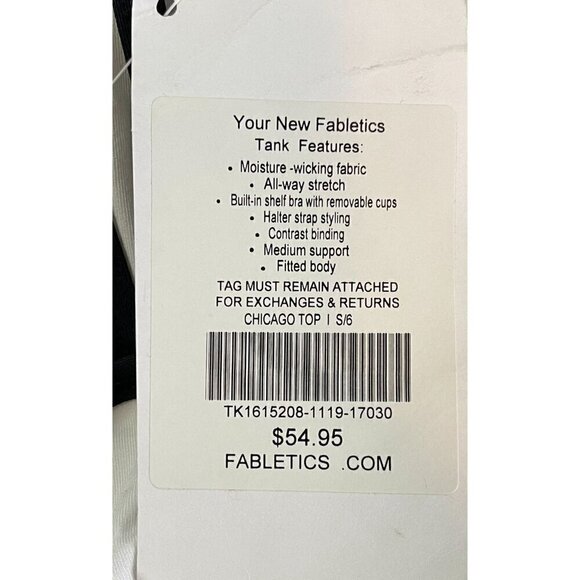NWT Fabletics Chicago White/Black High Neck Active Wear Tank Small - Picture 9 of 9